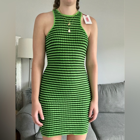 Solid and Striped Green Sia Mini Dress Swimsuit Coverup - Picture 9 of 11